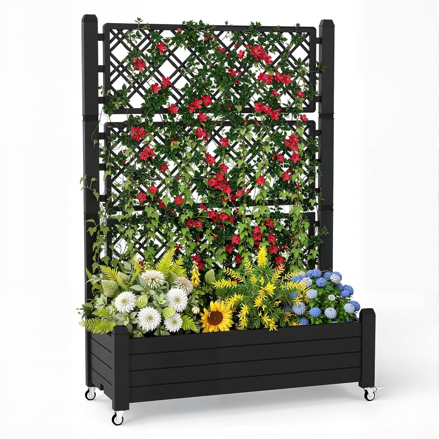 Self Watering Planter - Podwyższona Grządka Ogrodowa z Trellisem, 80-litrowa