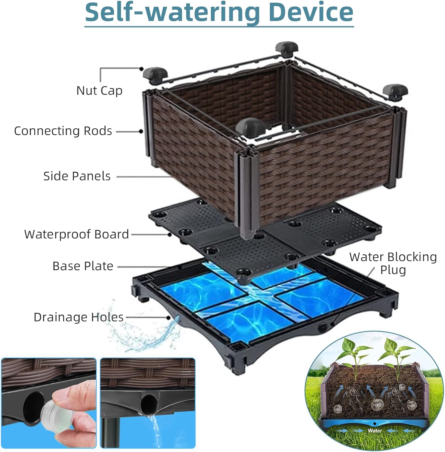 Zewnętrzna doniczka rattanowa  – Self Watering Planter recenzja i cena